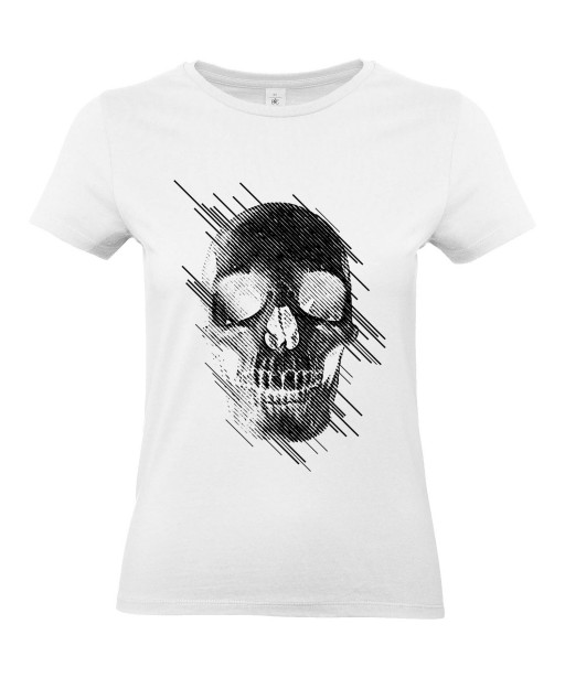 T-shirt Femme Tête de Mort Graphique [Skull, Abstract, Abstrait, Gothique] T-shirt Manches Courtes, Col Rond