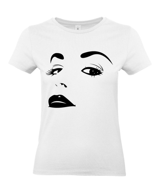 T-shirt Femme Sexy Glamour [Pin-Up, Visage, Femme, Mode, Graphique, Design] T-shirt Manches Courtes, Col Rond