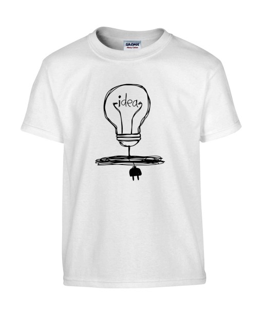 T-shirt Homme Ligne Idée [Graphique, Design, Trait, Ampoule] T-shirt Manches Courtes, Col Rond
