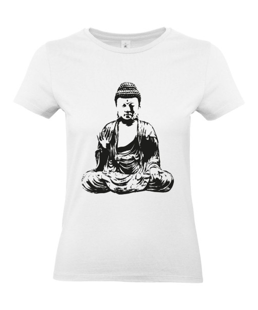 T-shirt Femme Tattoo Buddha Méditation [Tatouage, Bouddha, Religion, Yoga, Zen, Spiritualité] T-shirt Manches Courtes, Col Rond