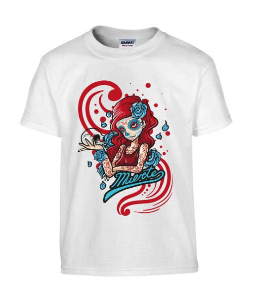T-shirt Homme Tête de Mort Calavera Sexy [Skull, Gothique, Mexique, Fête des Morts, Santa Muerte] T-shirt Manches Courtes, Col Rond