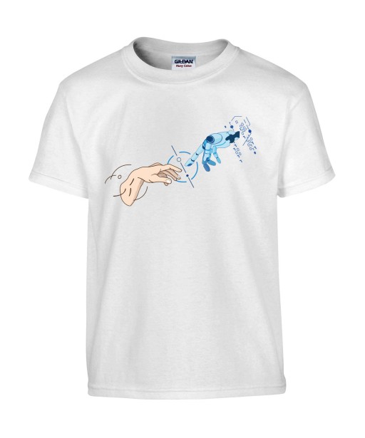 T-shirt Homme Création D'Adam [Robot, Science, Religion, Spirituel, Chrétien, Doigt, Michel-Ange] T-shirt Manches Courtes, Col Rond