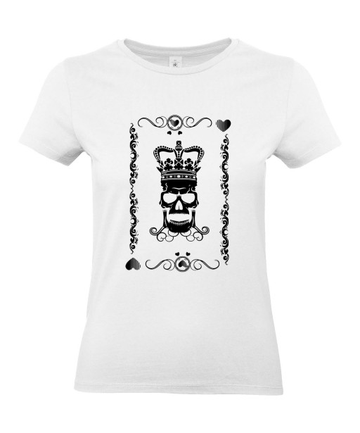 T-shirt Femme Tête de Mort Roi de Coeur [Skull, King, Poker, Carte] T-shirt Manches Courtes, Col Rond