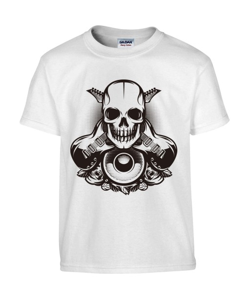 T-shirt Homme Tête de Mort Guitare [Skull, Rock, Musique] T-shirt Manches Courtes, Col Rond