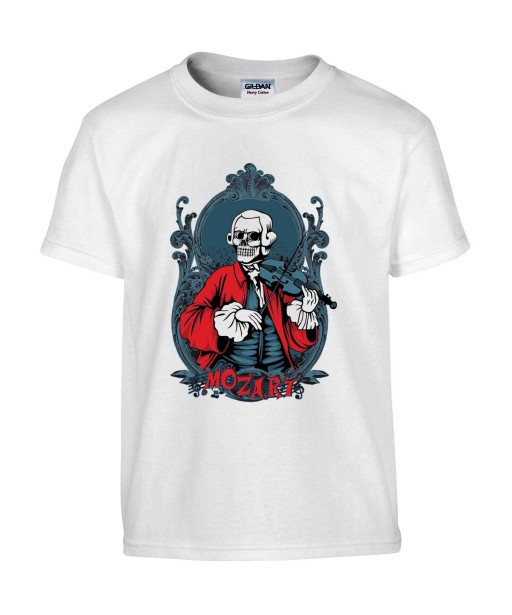 T-shirt Homme Tête de Mort Mozart [Skull, Classique, Célébrité, Musique, Violon] T-shirt Manches Courtes, Col Rond