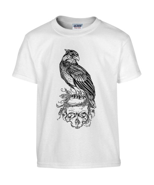 T-shirt Homme Tête de Mort Aigle [Skull, Gothique, Tatouage, Faucon] T-shirt Manches Courtes, Col Rond