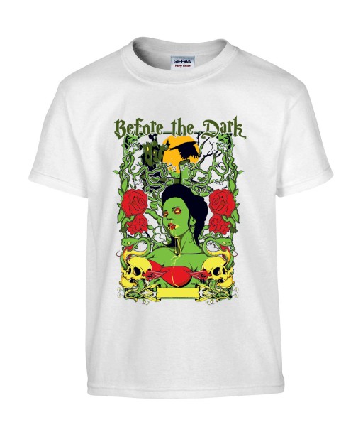 T-shirt Homme Tête de Mort Zombie [Before The Dark, Horreur, Trash, Roses, Gothique] T-shirt Manches Courtes, Col Rond