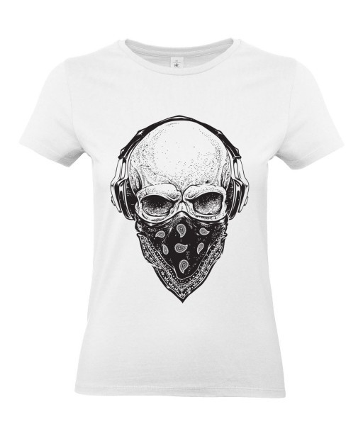 T Shirt Femme Tete De Mort Gangster Skull Urban Hip Hop Skater T Shirt Manches Courtes Col Rond Kreamode