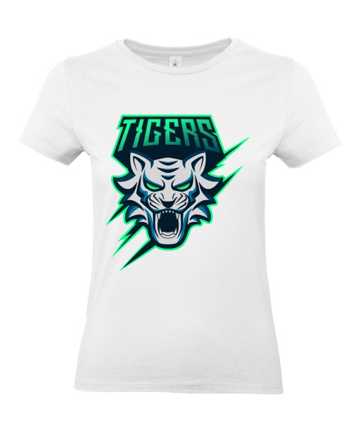 T-shirt Femme Geek Tigers [Animaux, Jeux Vidéos, Gamer, Tigre] T-shirt Manches Courtes, Col Rond