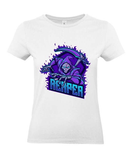 T-shirt Femme Geek Reaper [Tête de Mort, Skull, Faucheuse, Jeux Vidéos, Gamer] T-shirt Manches Courtes, Col Rond