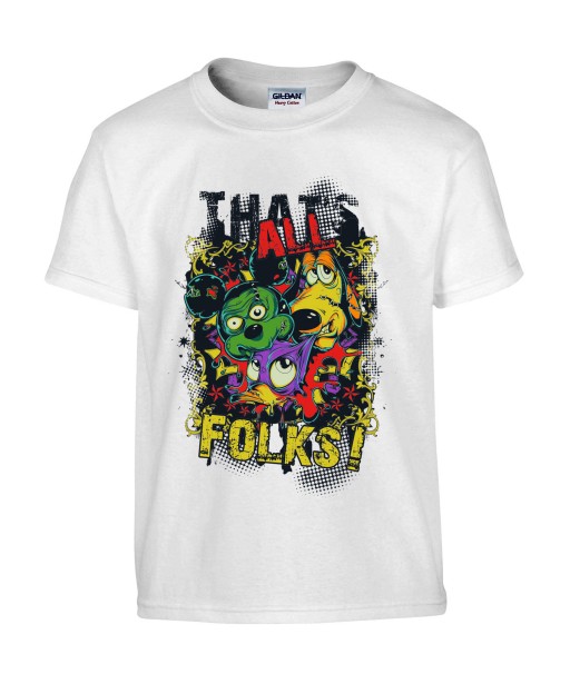 T-shirt Homme Parodie Disney [Fun, Drôle, Trash, Mickey, Donald, Pluto, That's All Folks] T-shirt Manches Courtes, Col Rond