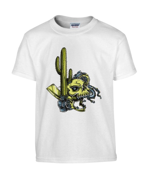 T-shirt Homme Tête de Mort Cactus [Skull, Desert] T-shirt Manches Courtes, Col Rond