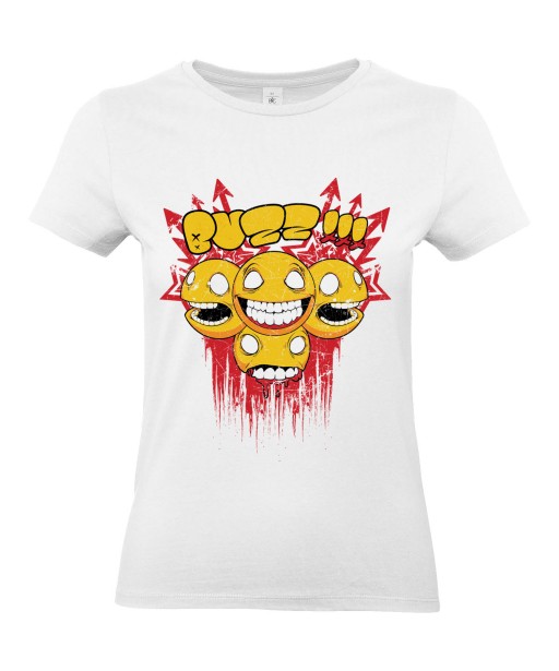 T-shirt Femme Smiley Buzz [Trash, Gore, Street Art, Urban, Swag, Graffiti] T-shirt Manches Courtes, Col Rond