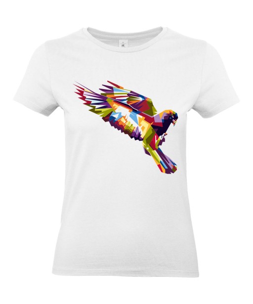 T-shirt Femme Pop Art Oiseau [Graphique, Animaux, Géométrique, Abstract, Colorful] T-shirt Manches Courtes, Col Rond