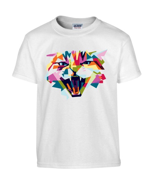 T-shirt Homme Pop Art Chat Colère [Graphique, Animaux, Géométrique, Abstract, Colorful] T-shirt Manches Courtes, Col Rond