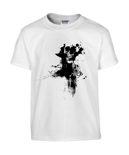 T-shirt Homme Tête de Mort Graphique [Skull, Gothique, Tâches] T-shirt Manches Courtes, Col Rond