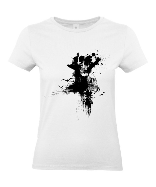 T-shirt Femme Tête de Mort Graphique [Skull, Gothique, Tâches] T-shirt Manches Courtes, Col Rond