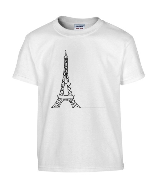 T-shirt Homme Ligne Tour Eiffel [Graphique, Design, Trait, Paris, France] T-shirt Manches Courtes, Col Rond
