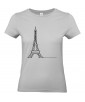 T-shirt Femme Ligne Tour Eiffel [Graphique, Design, Trait, Paris, France] T-shirt Manches Courtes, Col Rond
