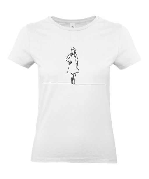 T-shirt Femme Ligne Femme Mannequin [Graphique, Design, Trait, Mariage, EVJF] T-shirt Manches Courtes, Col Rond