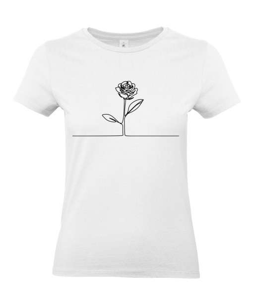 T-shirt Femme Ligne Rose [Graphique, Trait, Mariage, Romantique, Love, Fleur, Nature] T-shirt Manches Courtes, Col Rond