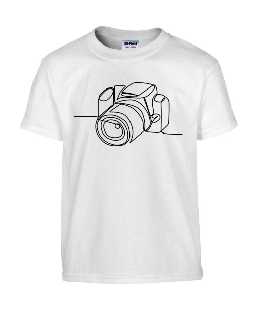 T-shirt Homme Ligne Appareil Photo [Graphique, Design, Trait, Photographe] T-shirt Manches Courtes, Col Rond