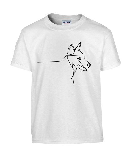 T-shirt Homme Ligne Chien [Graphique, Design, Ligne, Trait, Animaux] T-shirt Manches Courtes, Col Rond
