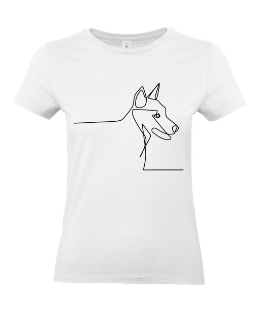 T-shirt Femme Ligne Chien [Graphique, Design, Ligne, Trait, Animaux] T-shirt Manches Courtes, Col Rond