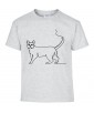 T-shirt Homme Ligne Chat [Graphique, Design, Trait, Animaux] T-shirt Manches Courtes, Col Rond