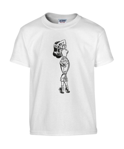 T-shirt Homme Pin-Up Jeans [Rétro, Vintage, Sexy] T-shirt Manches Courtes, Col Rond