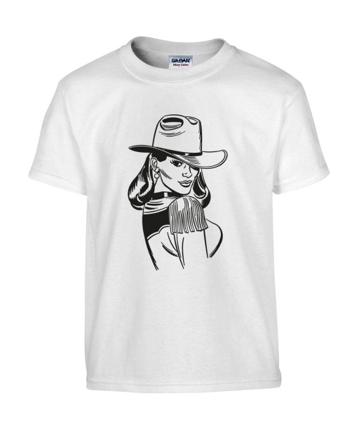 T-shirt Homme Pin-Up Cowgirl [Rétro, Chapeau, Western, Vintage, Sexy] T-shirt Manches Courtes, Col Rond