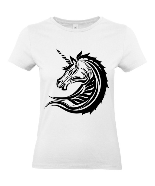 T-shirt Femme Tattoo Tribal Licorne [Tatouage, Animaux, Unicorn] T-shirt Manches Courtes, Col Rond