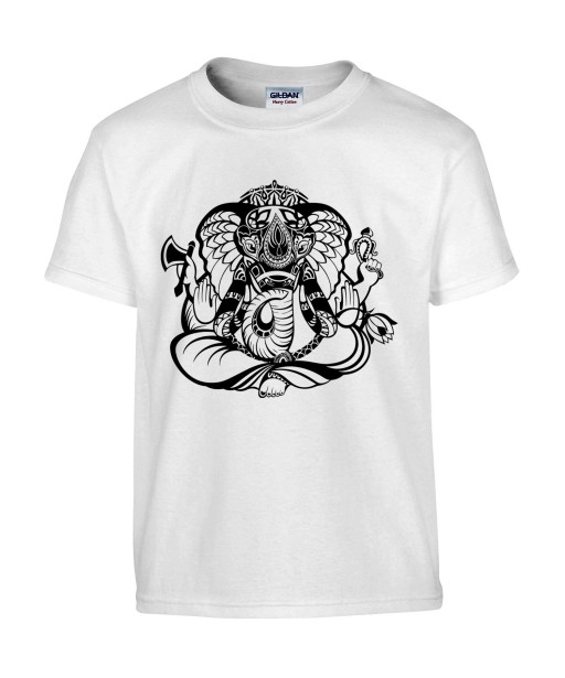 T-shirt Homme Tattoo Ganesh [Tatouage, Religion, Yoga, Spirituel, Élephant, Dieu] T-shirt Manches Courtes, Col Rond