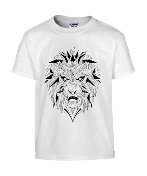 T-shirt Homme Tattoo Géométrique Lion [Tatouage, Animaux, Design, Graphique, Zodiac] T-shirt Manches Courtes, Col Rond