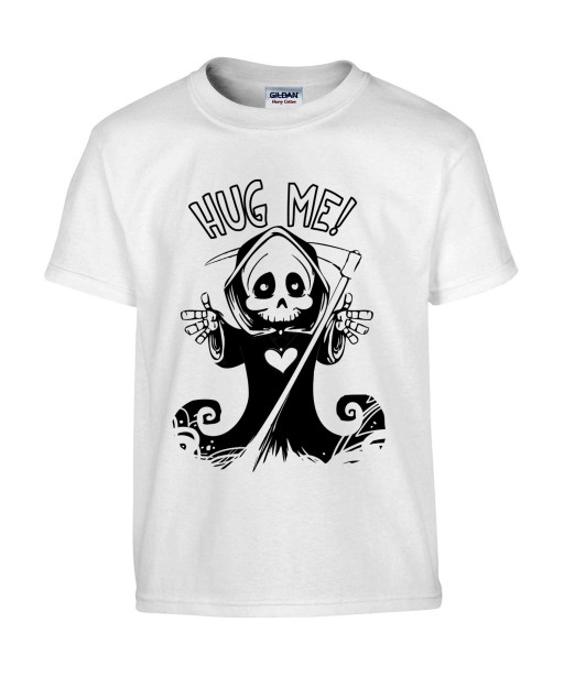 T-shirt Homme Tête de Mort Hug Me [Skull, Gothique, Faucheuse, Câlin, Cute, Mignon] T-shirt Manches Courtes, Col Rond