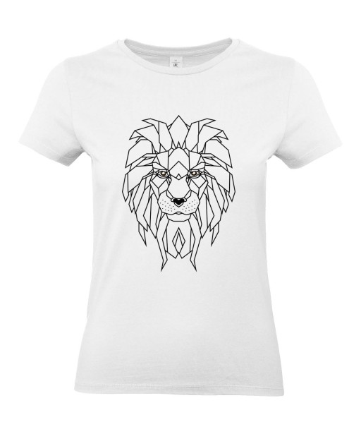 T-shirt Femme Tattoo Géométrie Lion [Tatouage, Animaux, Graphique, Design Géométrique, Zodiac] T-shirt Manches Courtes, Col Rond