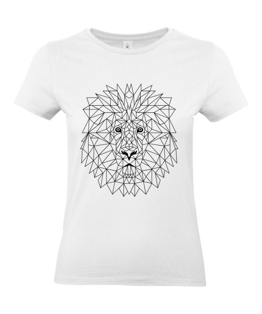 T-shirt Femme Tattoo Lion Géométrique [Tatouage, Animaux Design, Graphique, Zodiac] T-shirt Manches Courtes, Col Rond