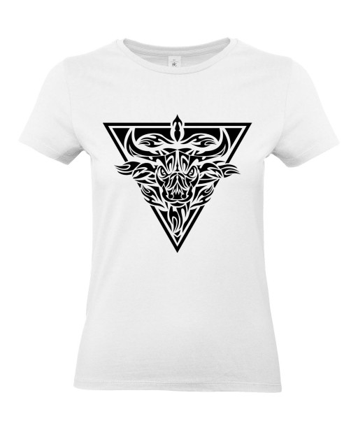 T-shirt Femme Tattoo Tribal Taureau [Tatouage, Animaux, Zodiac] T-shirt Manches Courtes, Col Rond