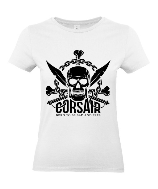 T-shirt Femme Tête de Mort Corsaire [Skull, Pirate, Sabres] T-shirt Manches Courtes, Col Rond